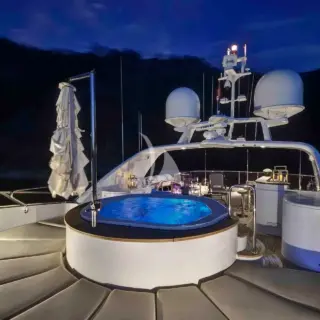 Sun deck | Hot tub, evening lighting