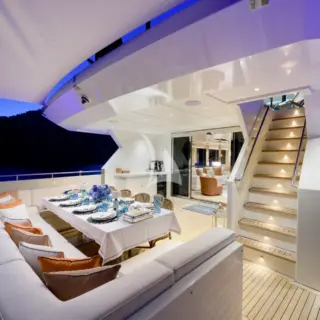 LADY LUNA - Main Deck Aft Dining Area at Night