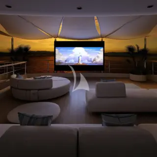 Outdoor cinema on sundeck