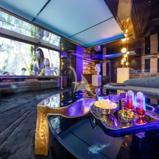 Main deck lounge cinema set up