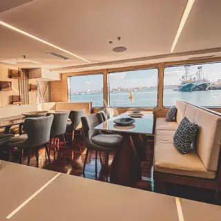 Main deck dining for up to 16 guests
