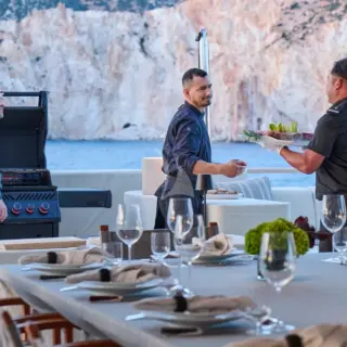 Sun deck aft seating area BBQ set-up