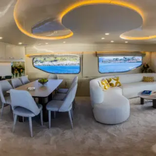 Salon and dining area