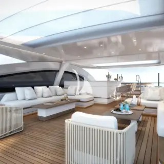 Sun deck aft seating, bar and jacuzzi - rendering