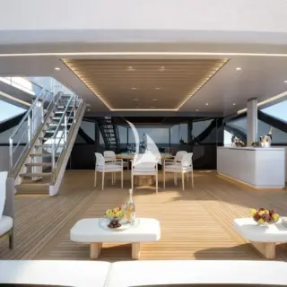 Bridge deck aft seating and dining area - rendering