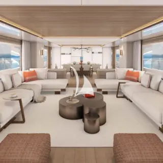 Main deck lounge and dining area - rendering