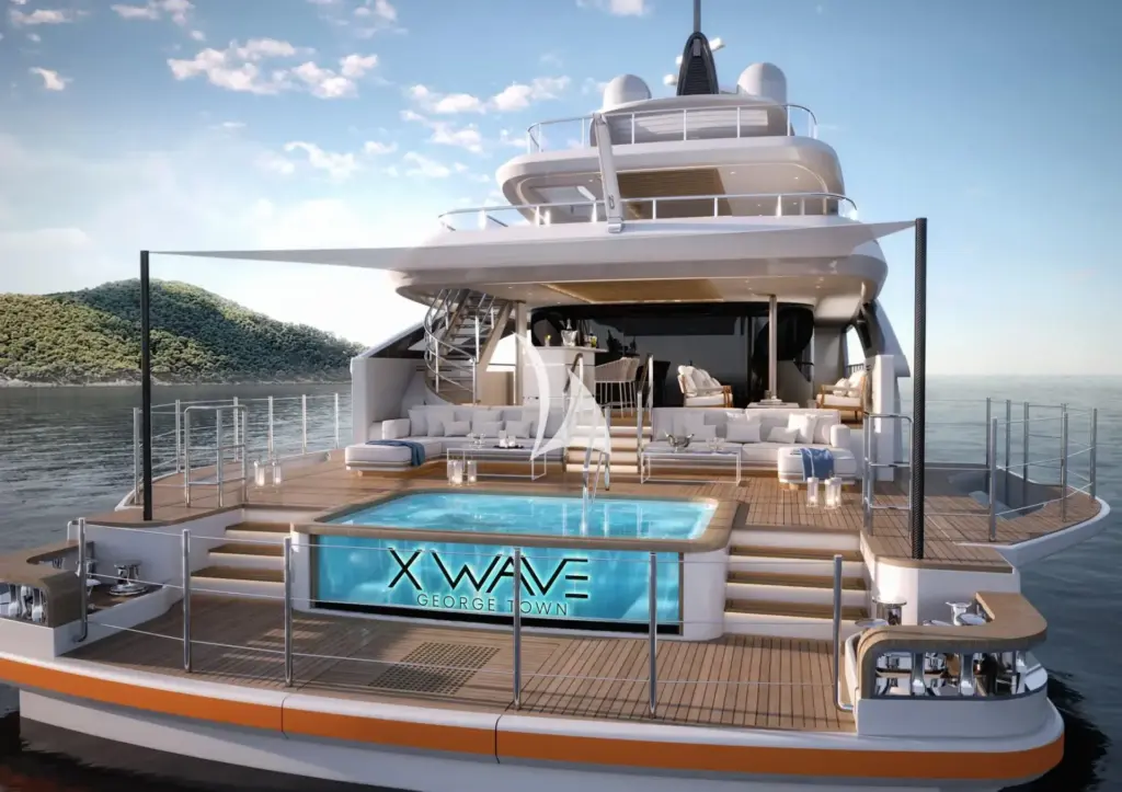 XWAVE - Main deck aft pool with fold-out wings - rendering