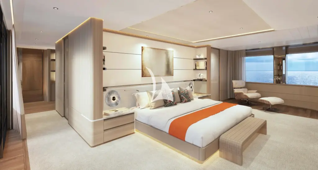 XWAVE - Main deck master cabin - rendering