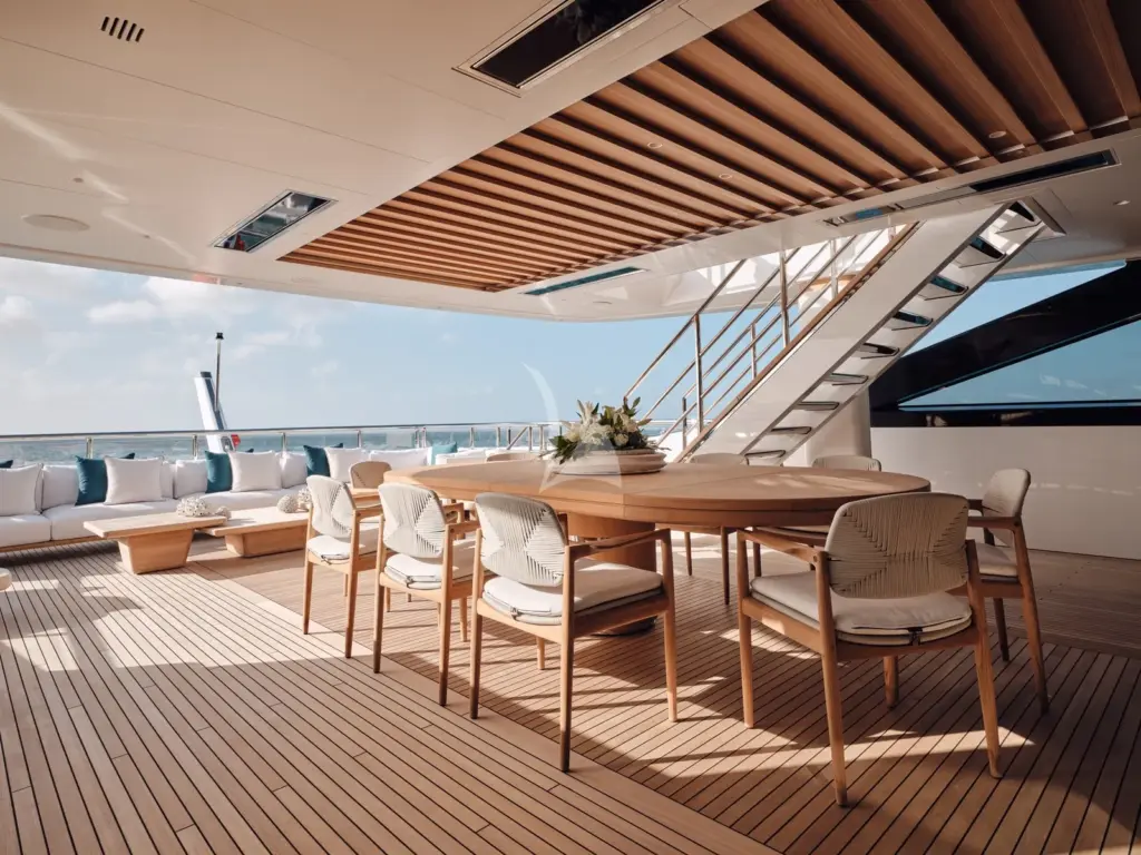 XWAVE - Bridge deck aft dining and seating area