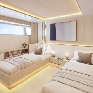 Lower deck double/twin convertible cabin - rendering
