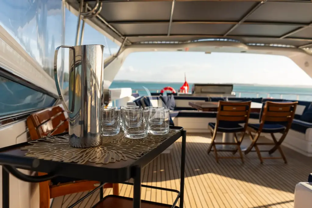 LIBERTE IV - The flybridge is popular all day.