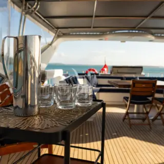 LIBERTE IV - The flybridge is popular all day.