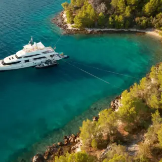 ZULU 3 moored in a bay 