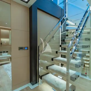 Staircase to lower deck
