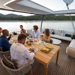 Fly bridge dining table