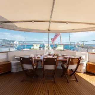 Aft main deck dining area