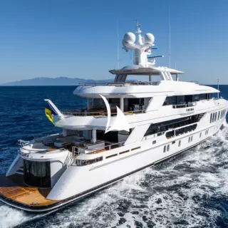 View of stern underway