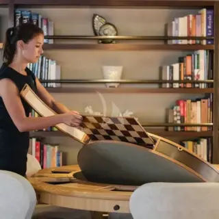 Upper deck lounge games table
