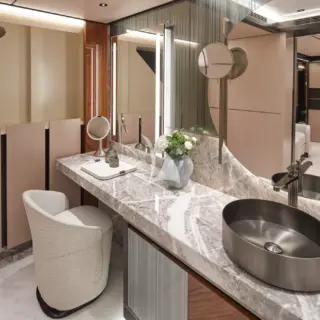 Master head port side vanity