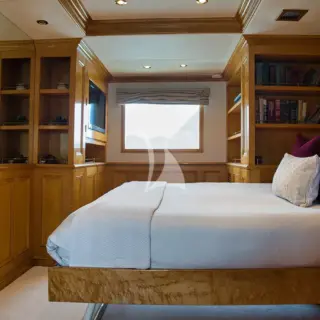 VIP Queen on Main Deck forward (converts to private study)
