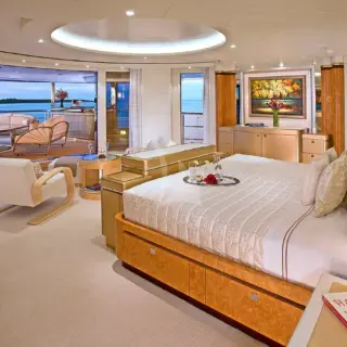Primary suite on bridge deck aft