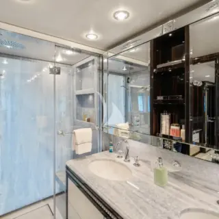 VIP stateroom bathroom bamboo blue