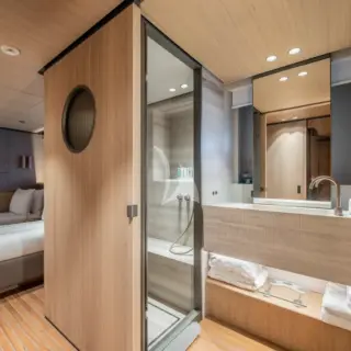 Twin cabin bathroom