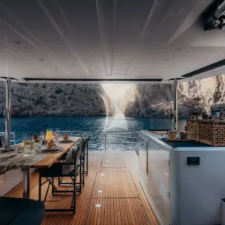 Aft deck dining area
