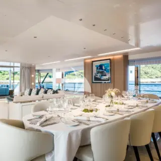 Main deck interior lounge and dining area