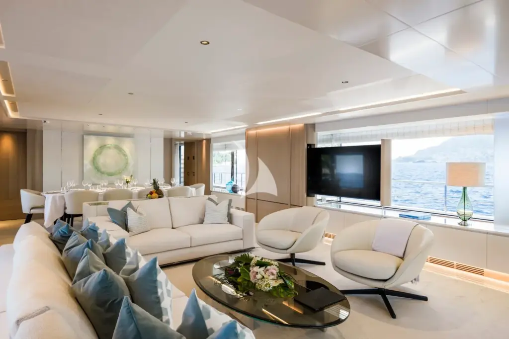 FORTITUDE 1 - Main deck interior lounge and dining area