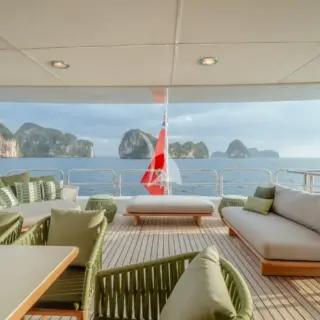 Upper aft deck lounging area
