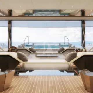 SILVER FOX (YET) - Main deck - Main salon with pool view