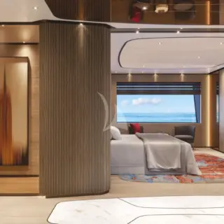 SILVER FOX (YET) - Main deck VIP cabin - View from VIP salon