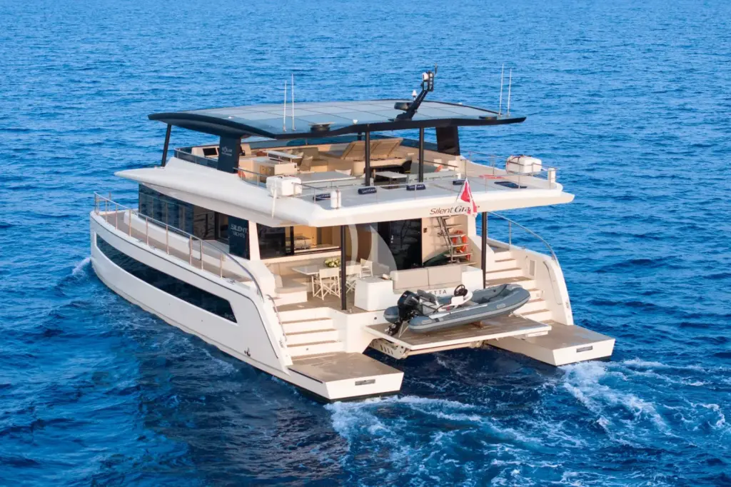 SILENT GRACE with tender stowed