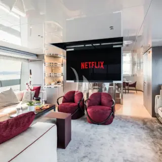 Salon with retractable TV 