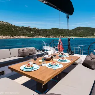 NEYINA – Aft Cockpit Dining Setup