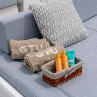 G.T.U. - Sun creams and beach towels (each towel has a personal number to avoid an exchange between guests)