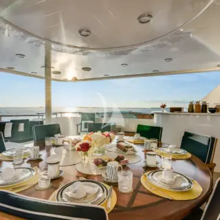 Aft Deck Dining - AVALINA 130' Westport 2003/2023