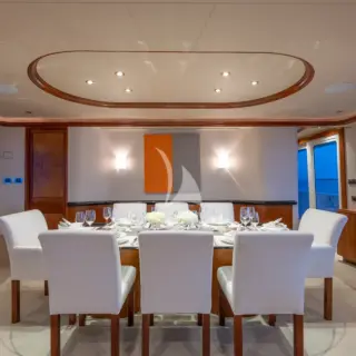 Main Salon Dining Area - AVALINA 130' Westport 2003/2023