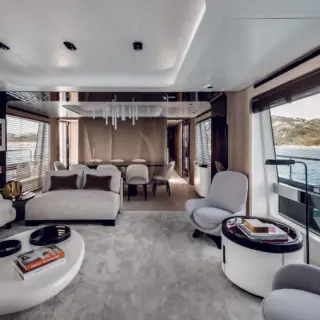 Main deck lounge and dining area - image courtesy of Azimut and the Grande 27M model. ASR photography coming soon