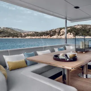 Main deck aft dining area - image courtesy of Azimut and the Grande 27M model. ASR photography coming soon