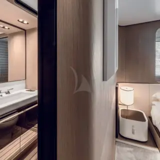 Lower deck double guest cabin en suite - image courtesy of Azimut and the Grande 27M model. ASR photography coming soon