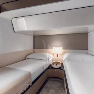 Lower deck twin guest cabin - image courtesy of Azimut and the Grande 27M model. ASR photography coming soon