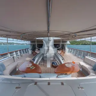Aft shaded bimini/circus cocktail area