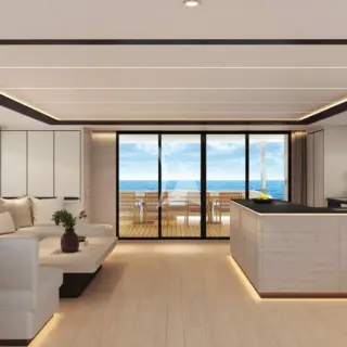 UNDER THE RADAR - Saloon with galley up - Rendering
