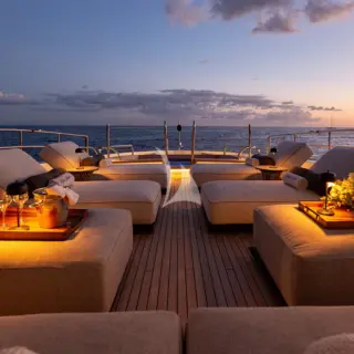 PAPER MOON - Foredeck lounge area at sunset