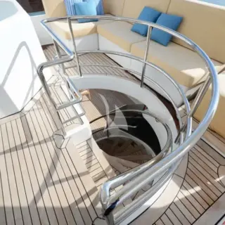 Staircaise leading from sun to upper deck