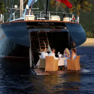 Dining in style on the swim platform
