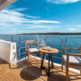 Starboard main deck fold-out balcony