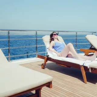 Sundeck sunbathing